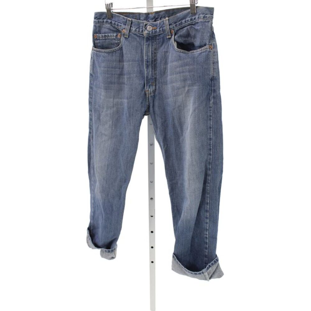 The Vintage Twin Mens Straight Blue Cotton Jeans Button Mid Rise Size 33